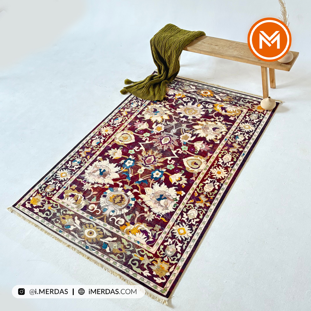 فرش کهنه نما کد 22219 زمینه تمام رنگ